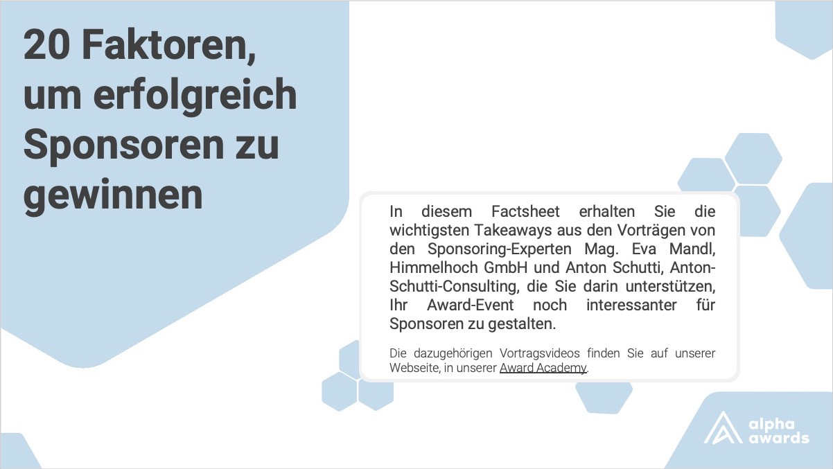 20 Faktoren um erfolgreich Sponsoren zu generieren