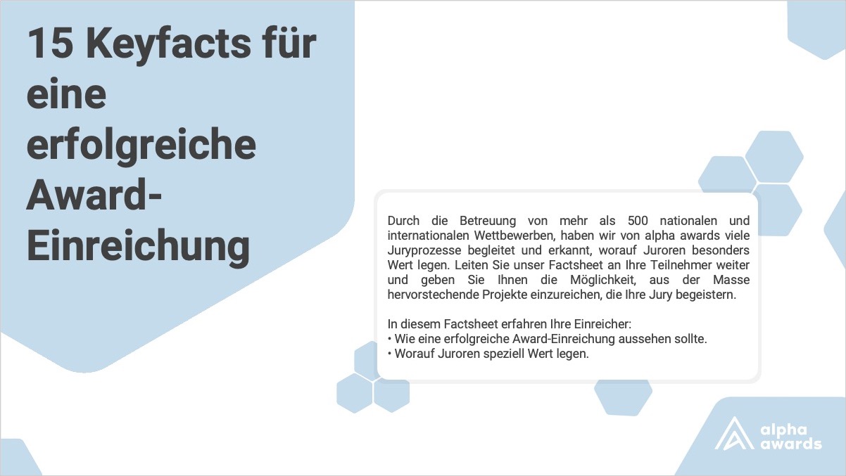 15 Keyfacts für Award-Einreichung