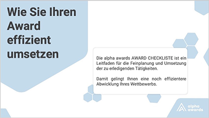 alpha awards Award Checkliste